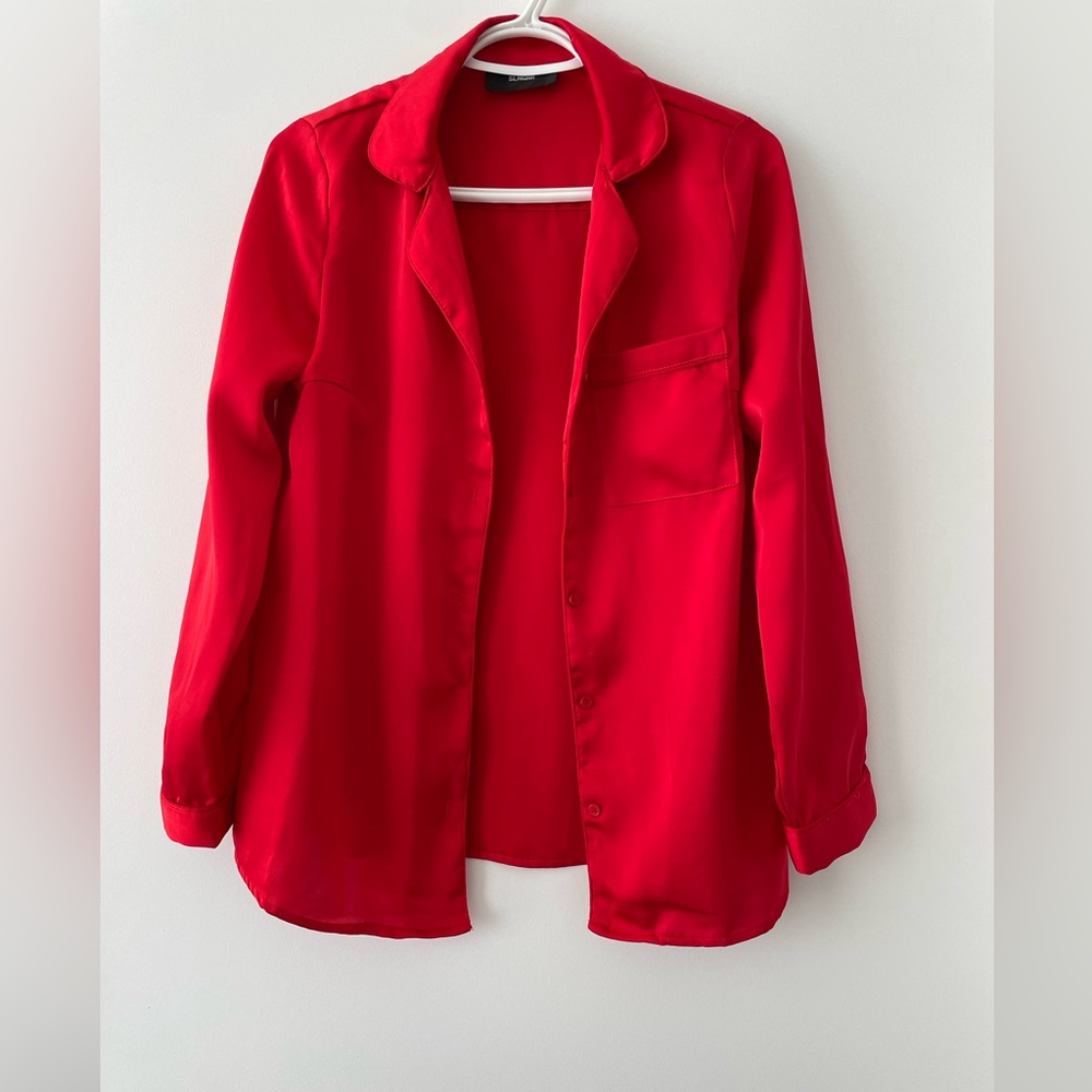 SLNGHR Red Satin Button Down Shirt - size M